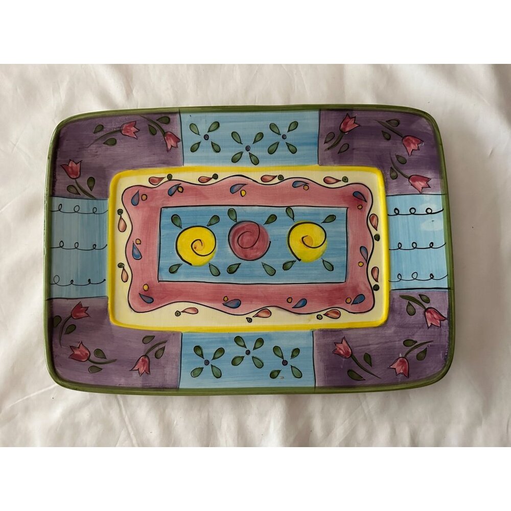 Rare Sue Zipkin Collection Whimsical 14X10” Platter Serving Tray